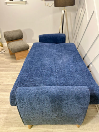 Blue Boucle futon w/ storage Brand New