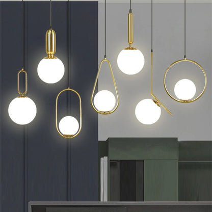 Modern LED Pendant Light Iron Gold Black Metal Cage